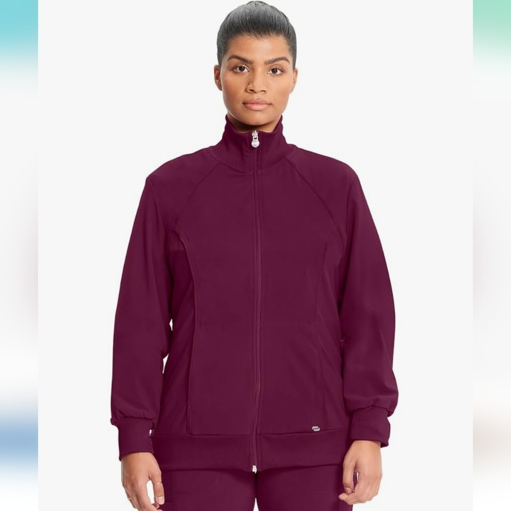 * Cherokee Infinity Soft Stretchy Wine, Zip-Up Jacket 2 Pockets Size 3X Like New - Picture 2 of 12
